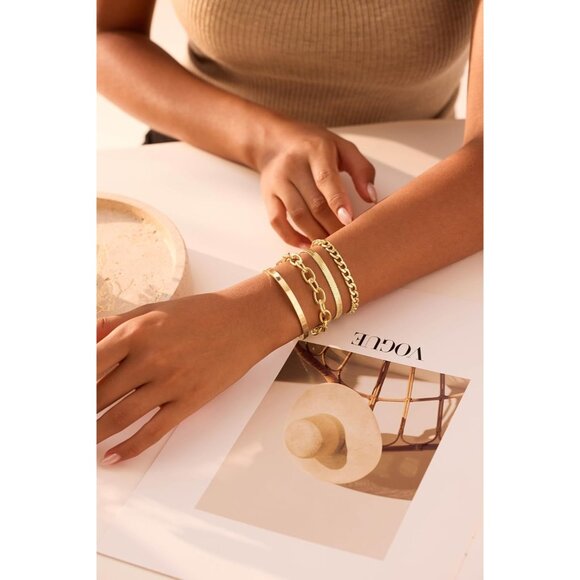 Trio of Adjustable 14K Gold-Plated Bracelets with Cubic Zirconia - Non-Tarnish - Picture 4 of 9